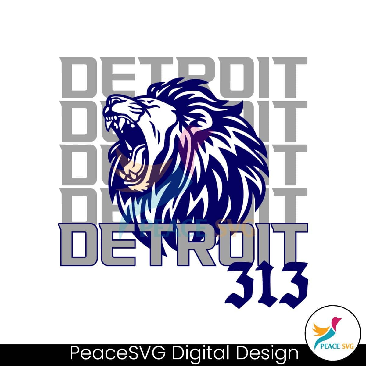 Retro Detroit 313 Lions Football Team SVG » PeaceSVG