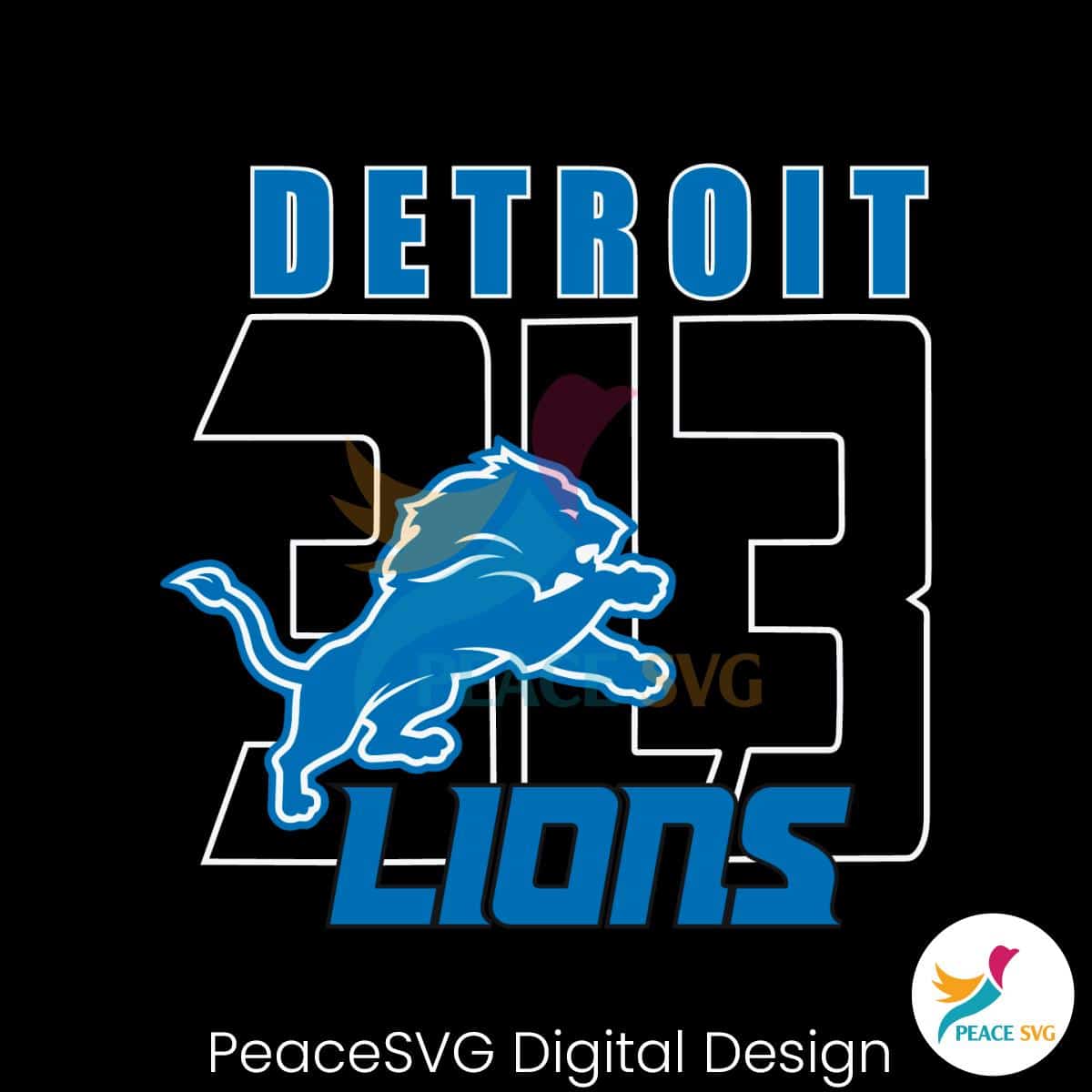 Retro Detroit Lions 313 Logo SVG » PeaceSVG