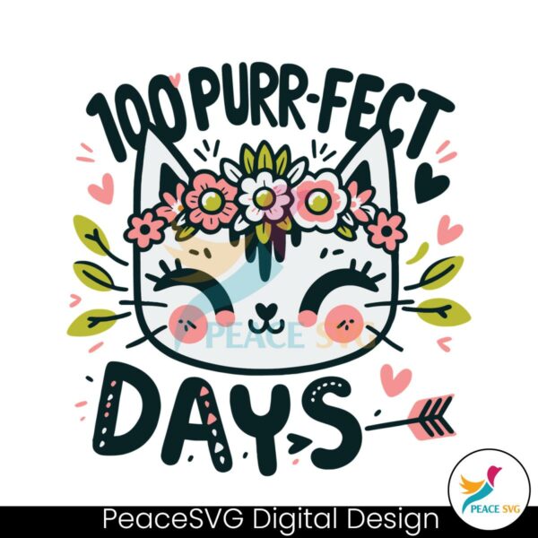 100-purrfect-days-of-school-floral-cat-svg