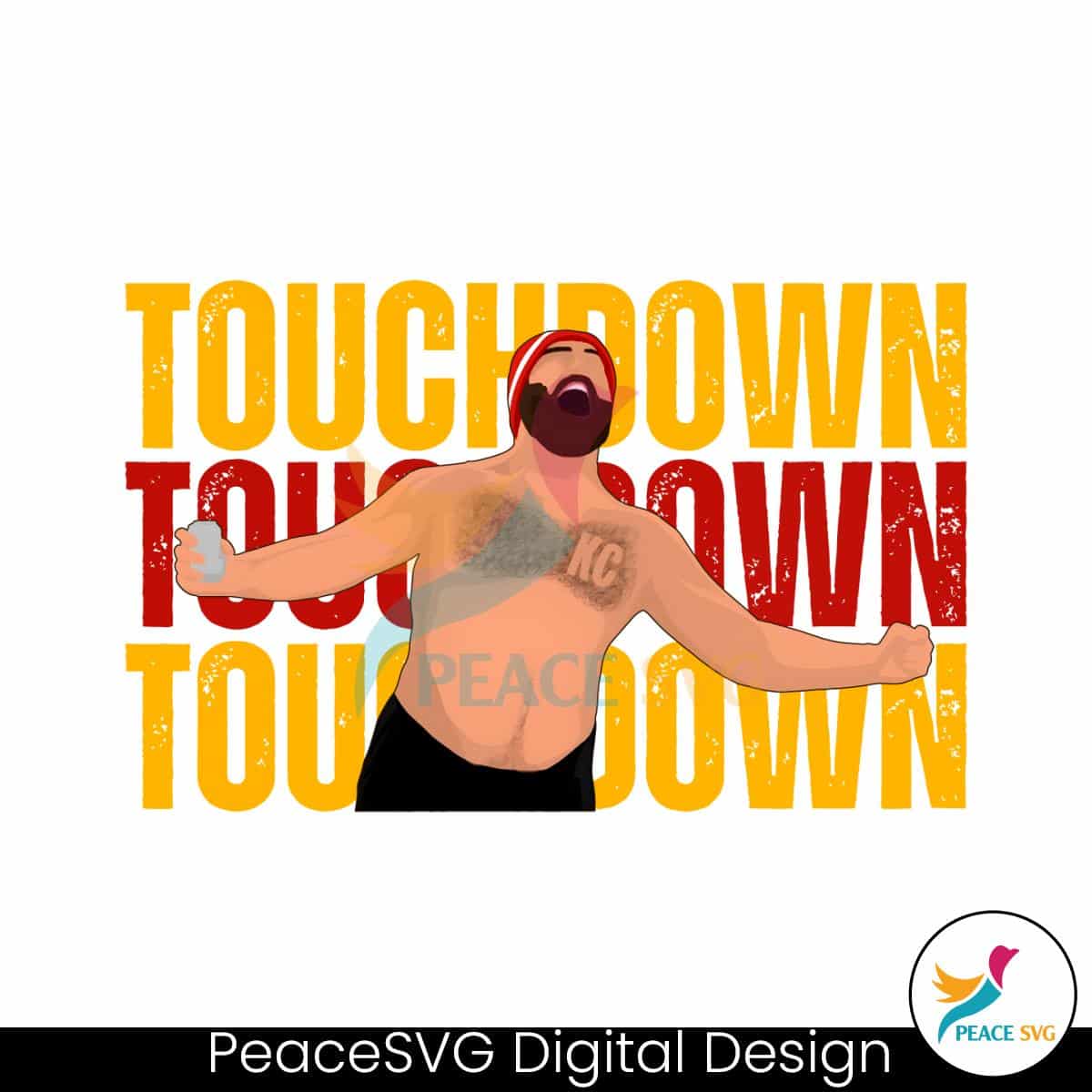 Funny Jason Kelce No Shirt Touchdown PNG » PeaceSVG