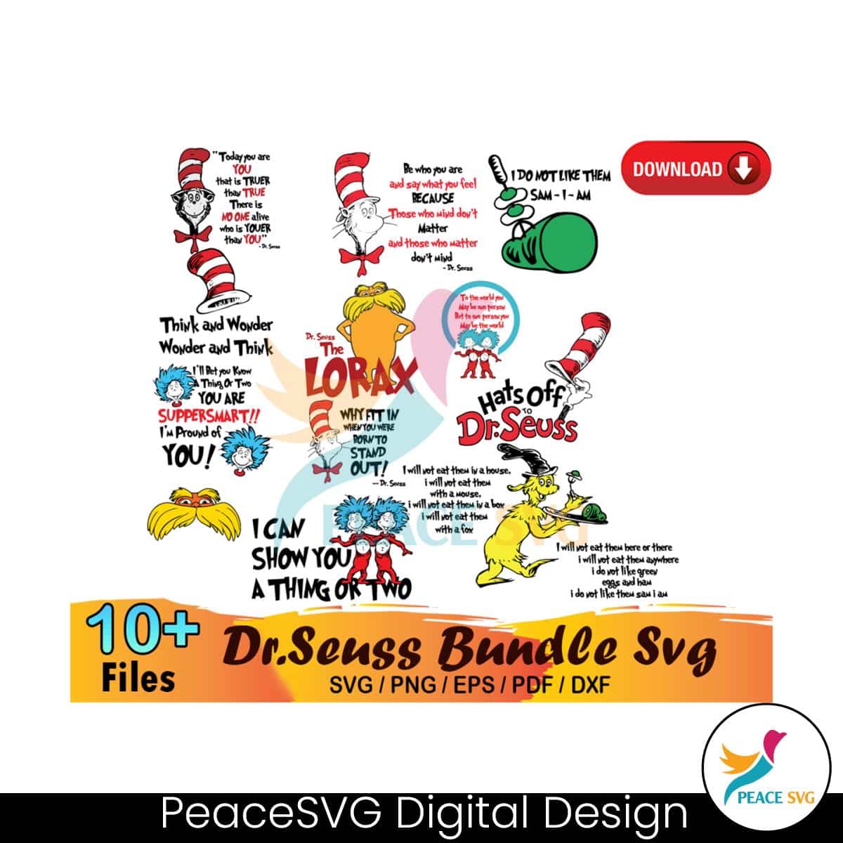 10+ Dr Seuss Bundle Lorax Svg Digital Download » PeaceSVG