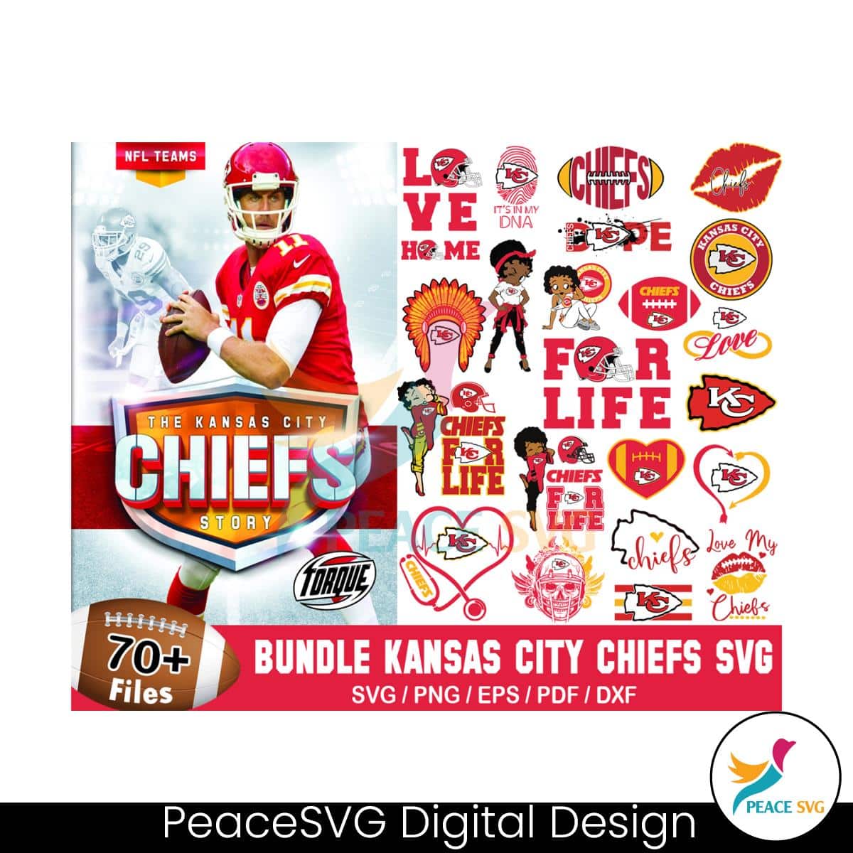 70 Designs NFL Kansas City Chiefs Logo SVG Bundle Files for Cricut