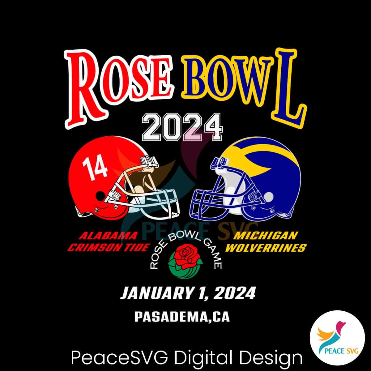 Rose Bowl 2024 Alabama vs Michigan Football SVG » PeaceSVG