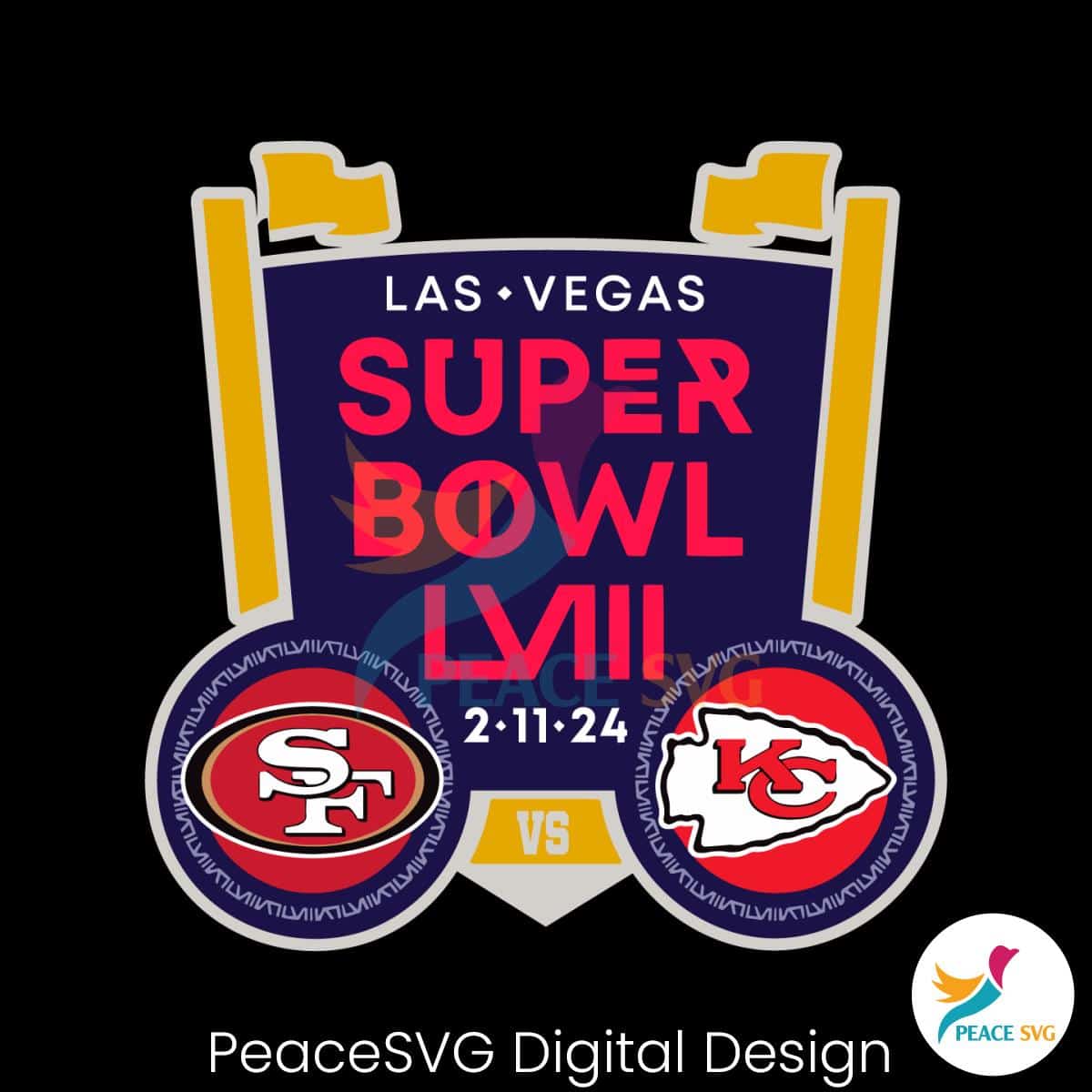 49ers vs Chiefs Super Bowl LVIII Las Vegas SVG Files for Cricut » PeaceSVG