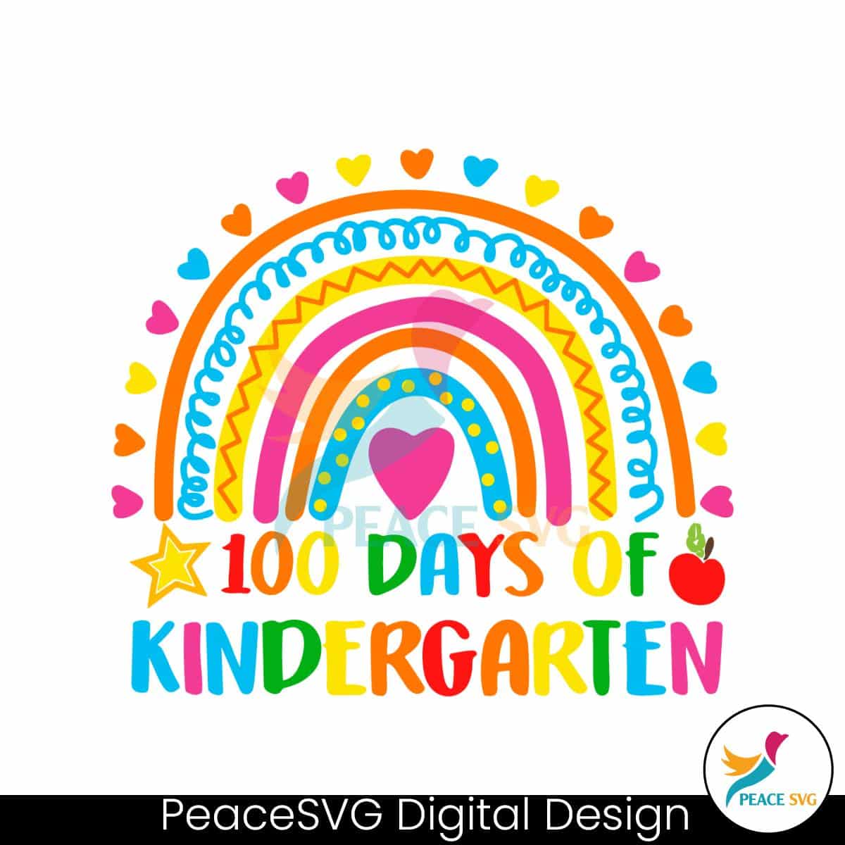 retro-100-days-of-kindergarten-rainbow-svg