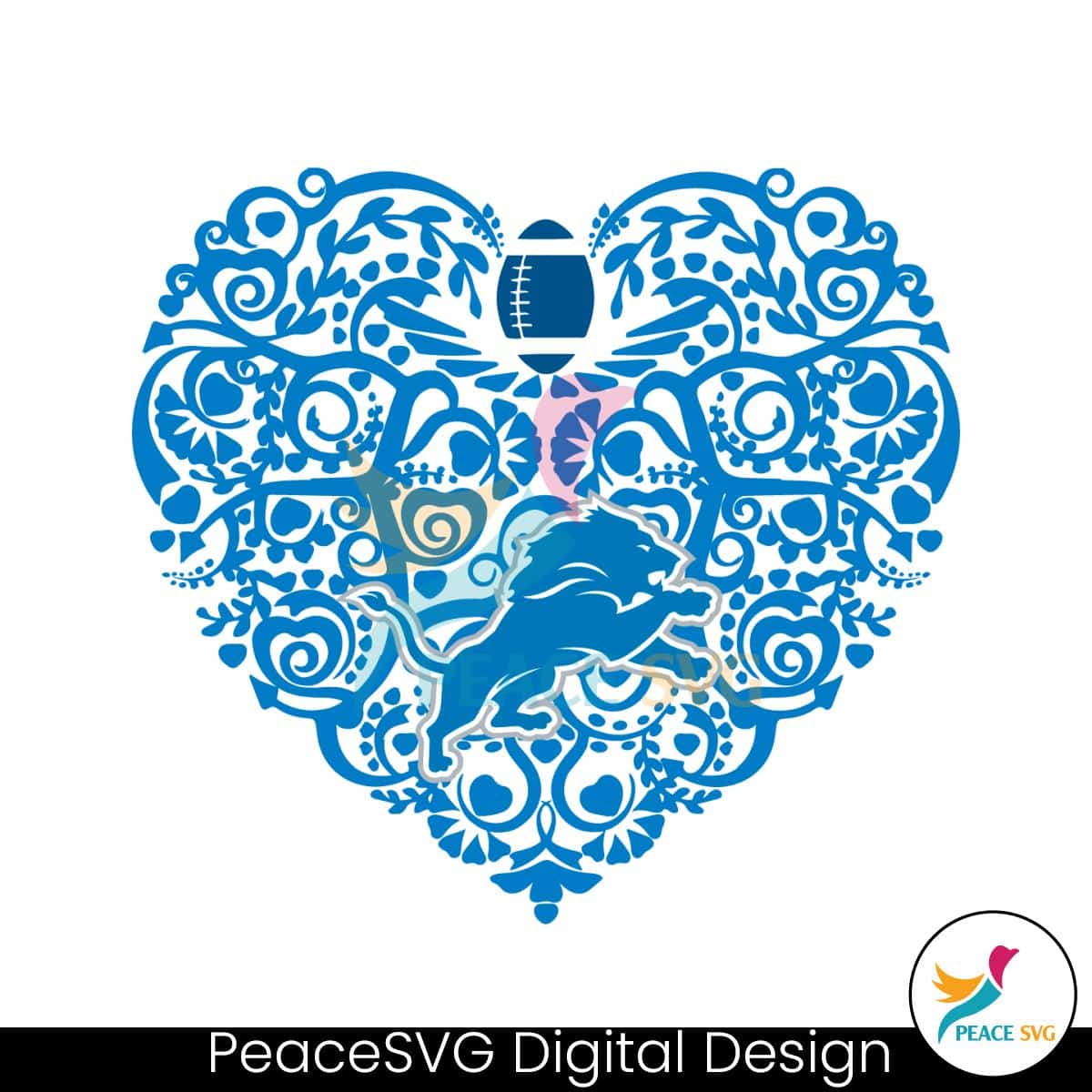 Retro NFL Detroit Lions Heart SVG » PeaceSVG