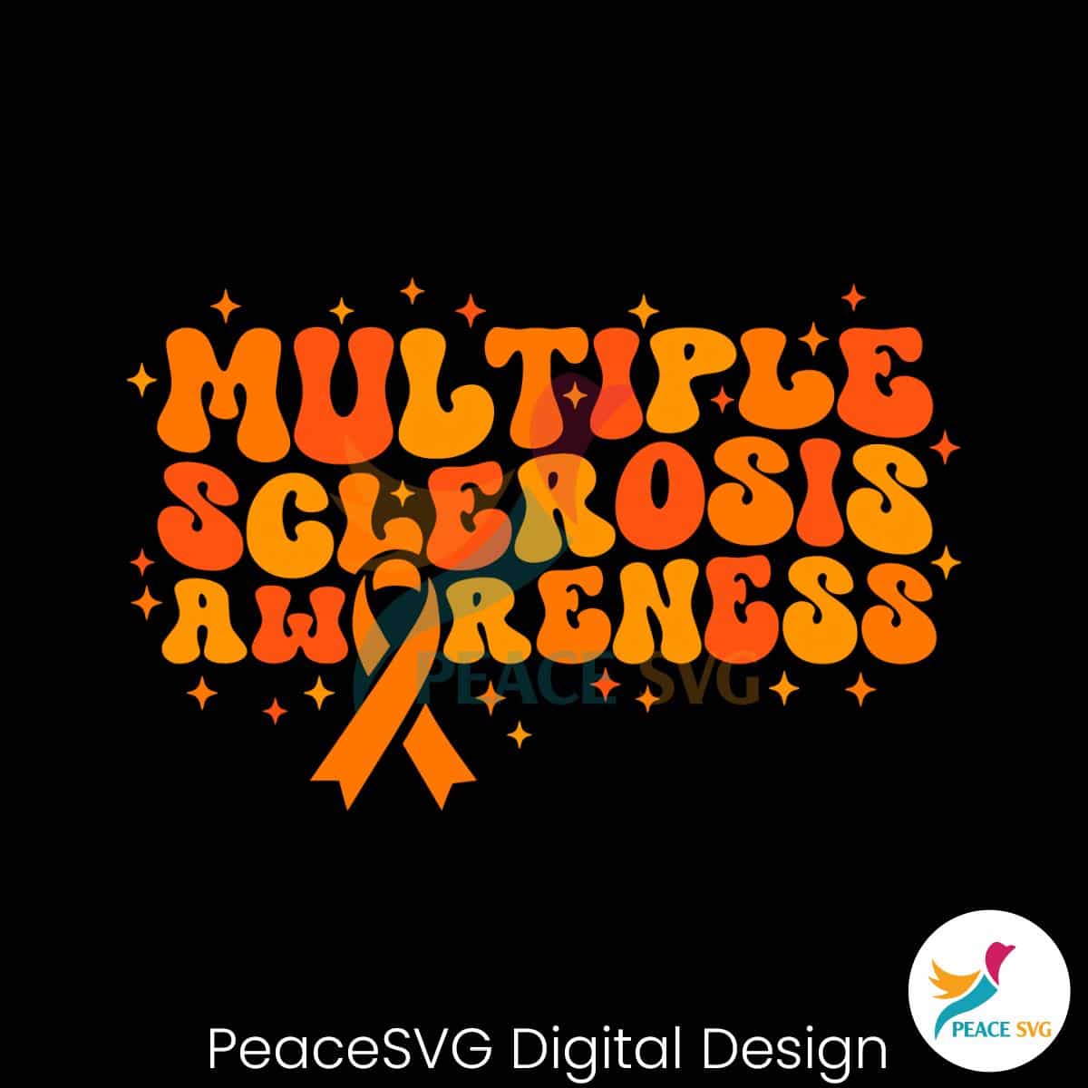 Multiple Sclerosis Awareness Orange Ribbon SVG » PeaceSVG