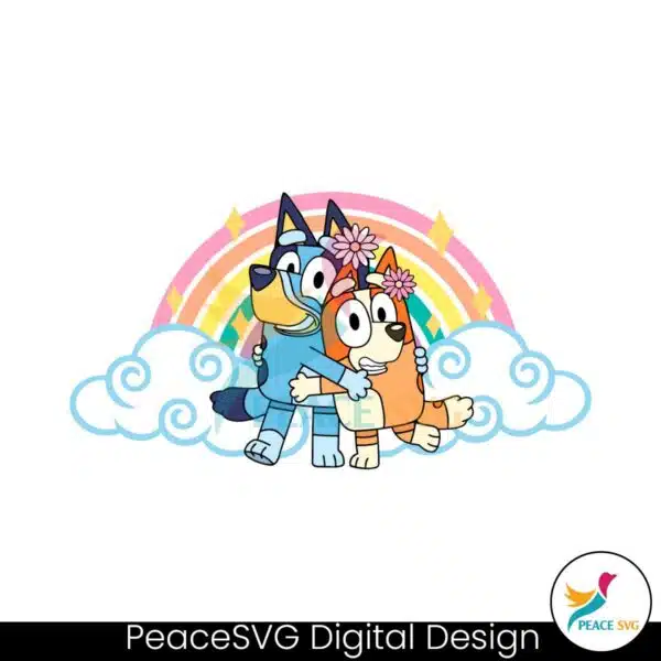 cartoon-bluey-and-bingo-rainbow-svg