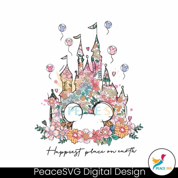 happiest-place-on-earth-disney-castle-floral-png