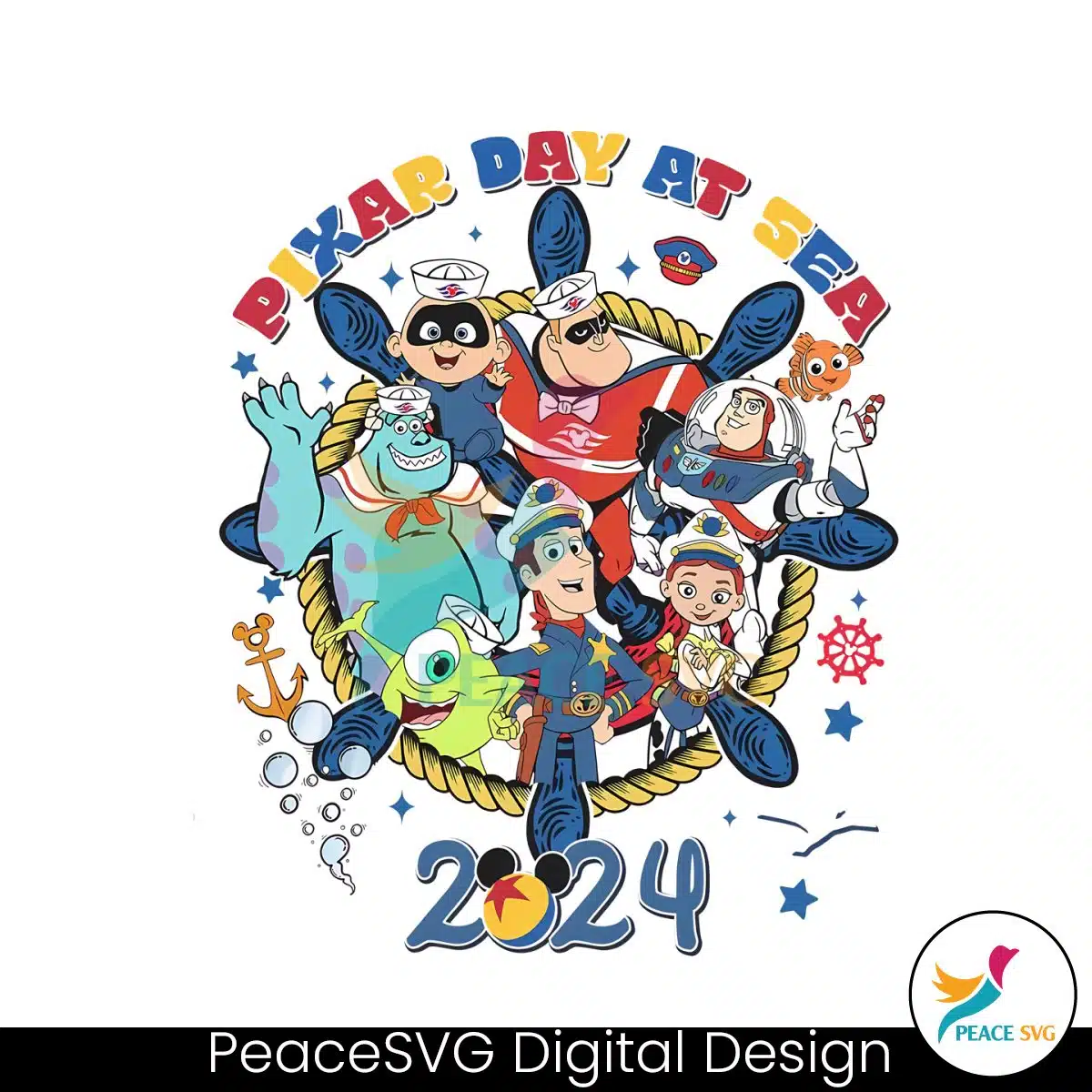 Pixar Day At Sea 2024 Disney Characters PNG Instant Download » PeaceSVG