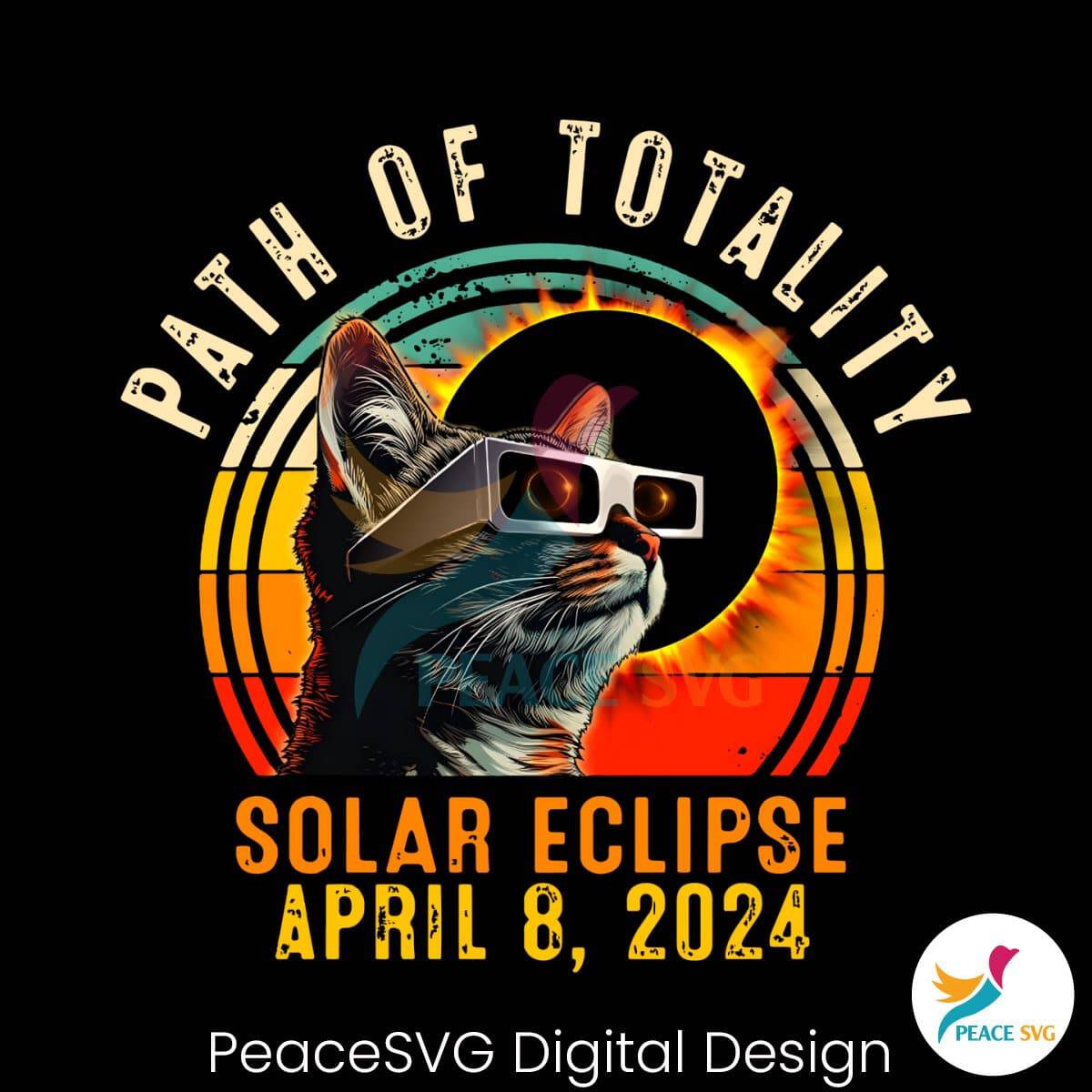 Path of Totality Solar Eclipse Funny Cat PNG » PeaceSVG