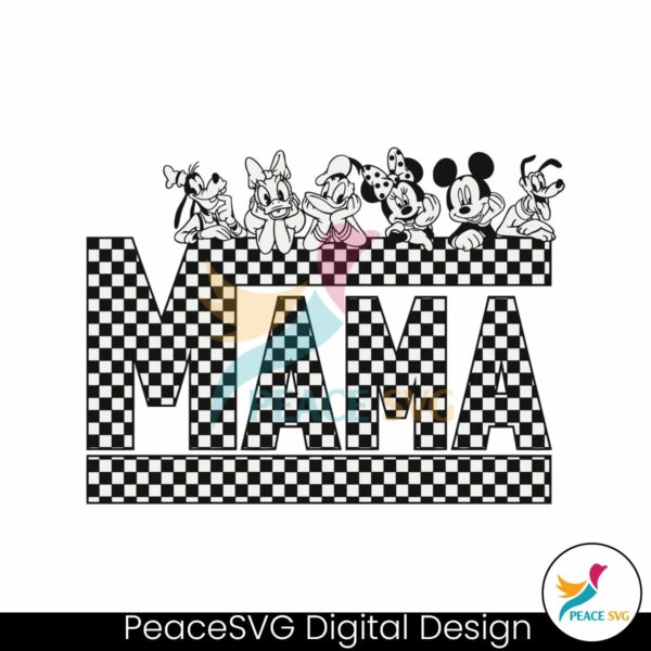 vintage-mama-mickey-mouse-and-friends-checkered-svg