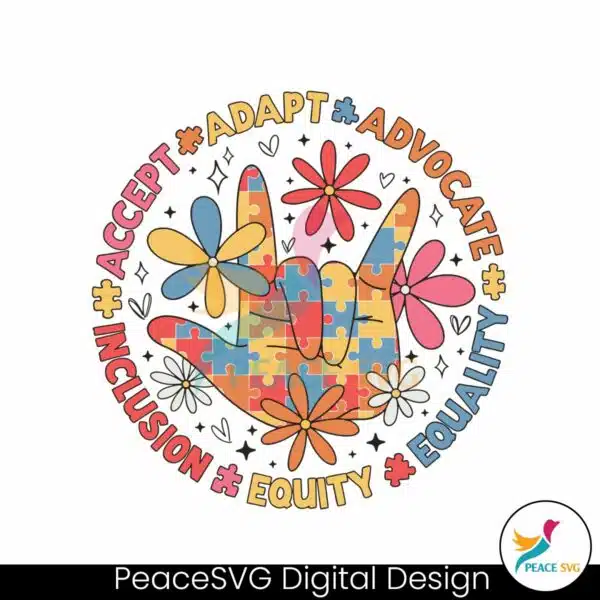 accept-adapt-advocate-inclusion-equity-equality-autism-svg