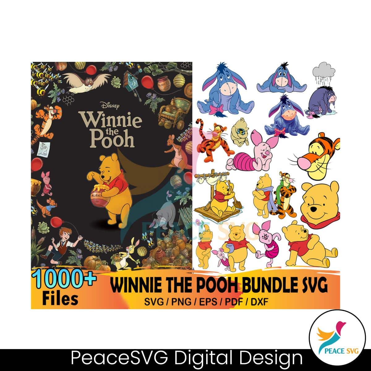 1000 Files + Disney Winnie The Pooh Bundle SVG Clipart