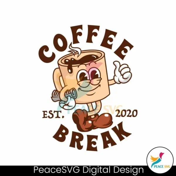 retro-coffee-break-est-2020-cartoon-logo-svg