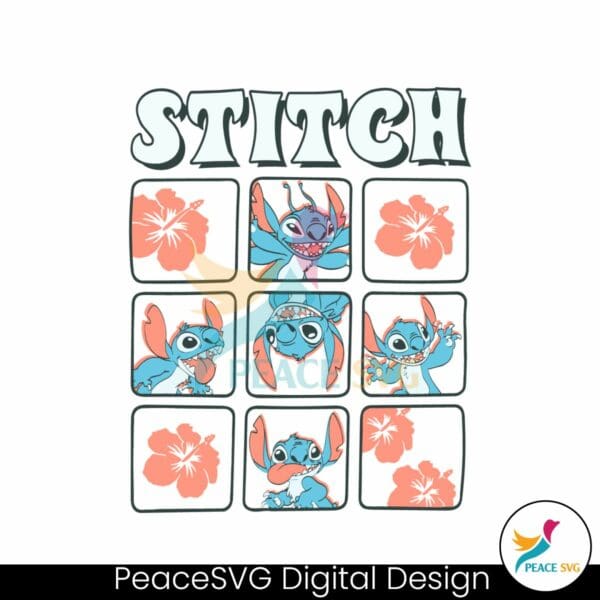 retro-floral-stitch-disney-character-svg