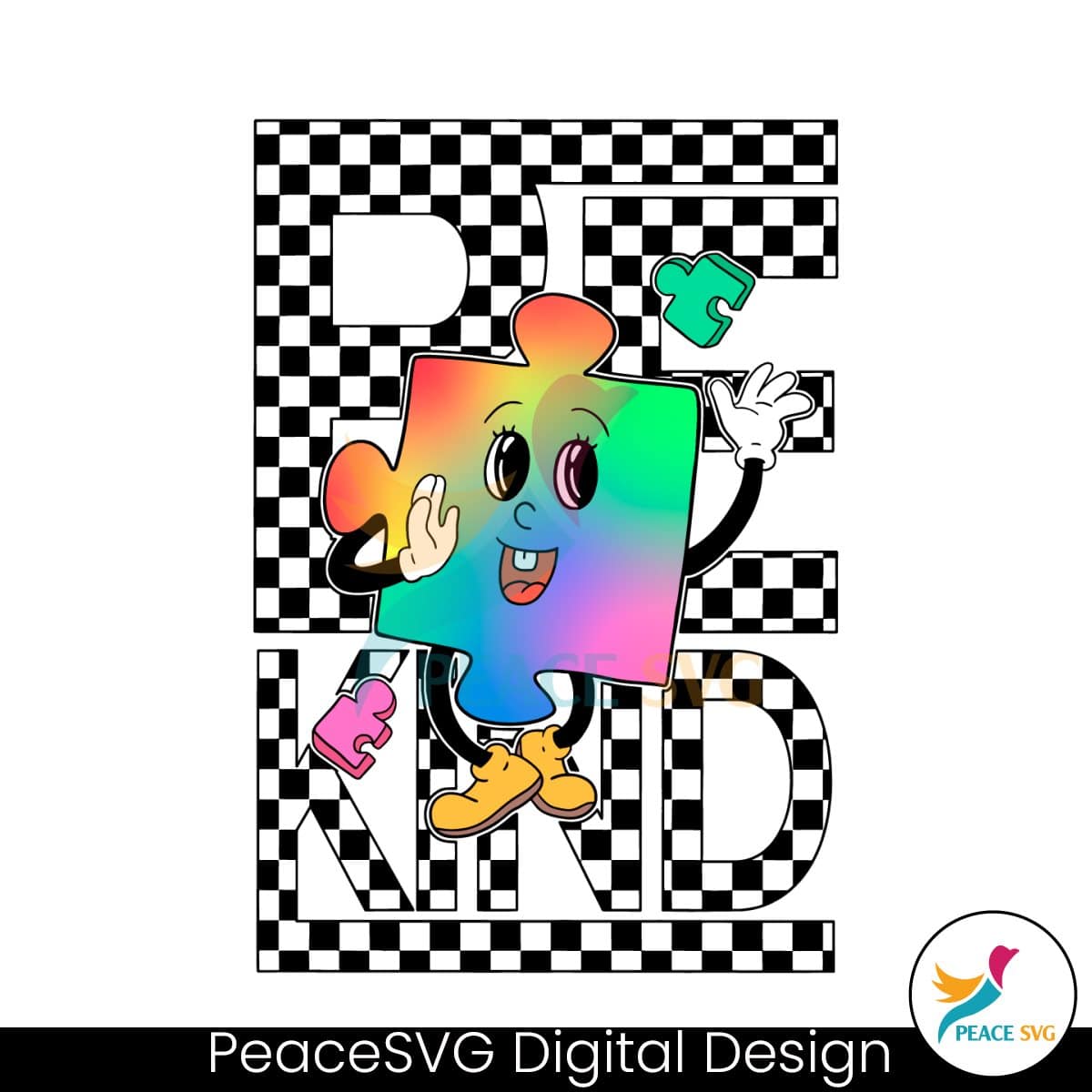 checkered-be-kind-puzzle-pieces-svg