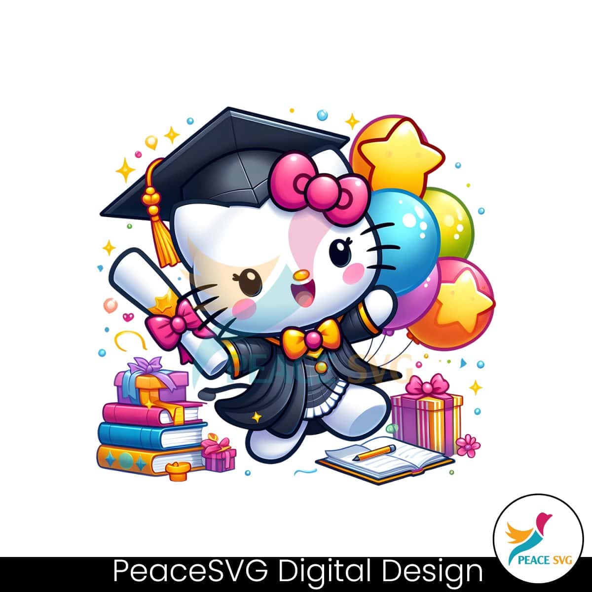 Hello Kitty Cartoon Graduation PNG » PeaceSVG