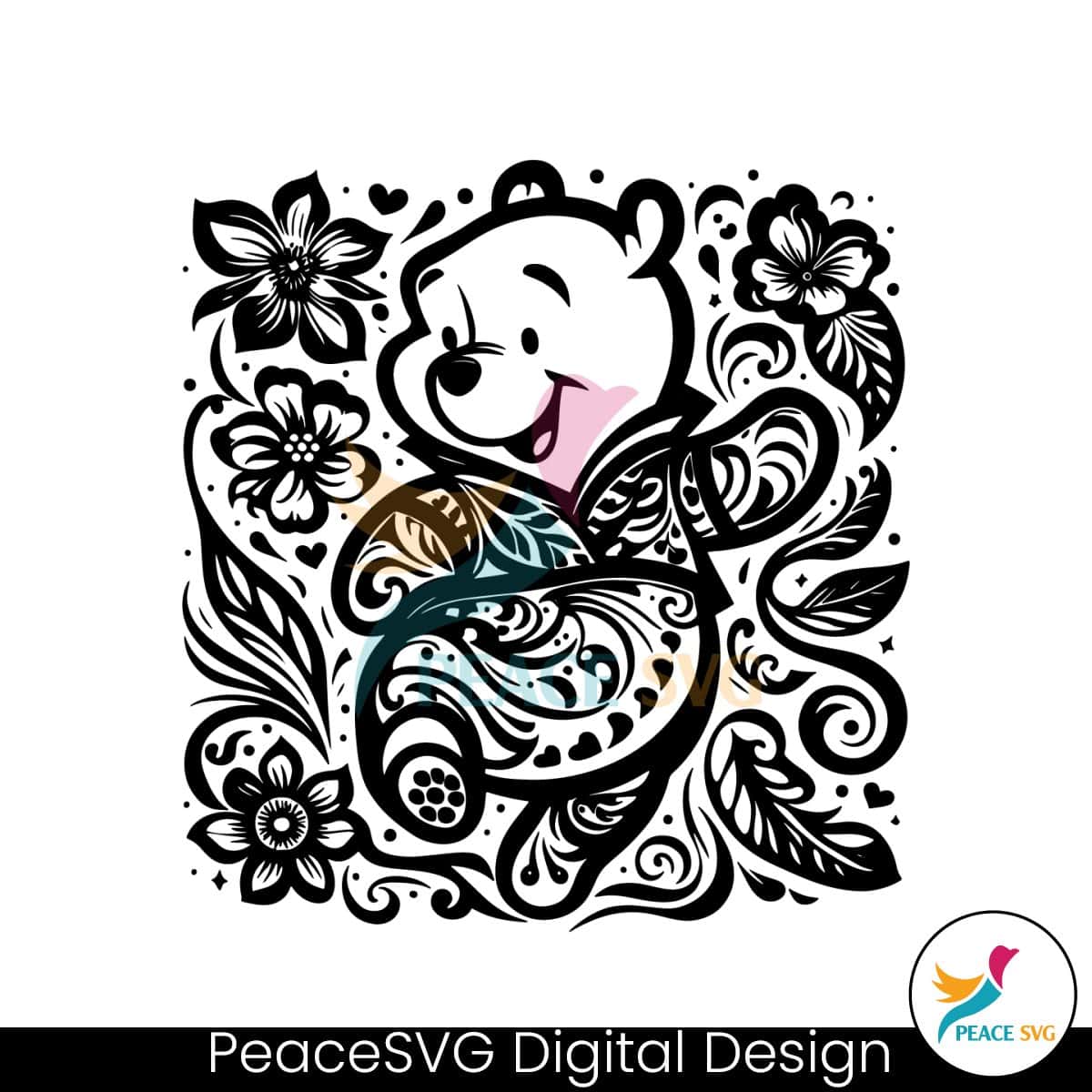 floral-winnie-the-pooh-cartoon-svg
