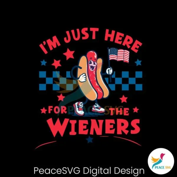 checkered-im-just-here-for-the-wieners-svg