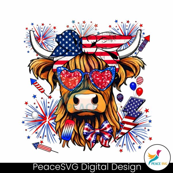 western-4th-of-july-highland-cow-png