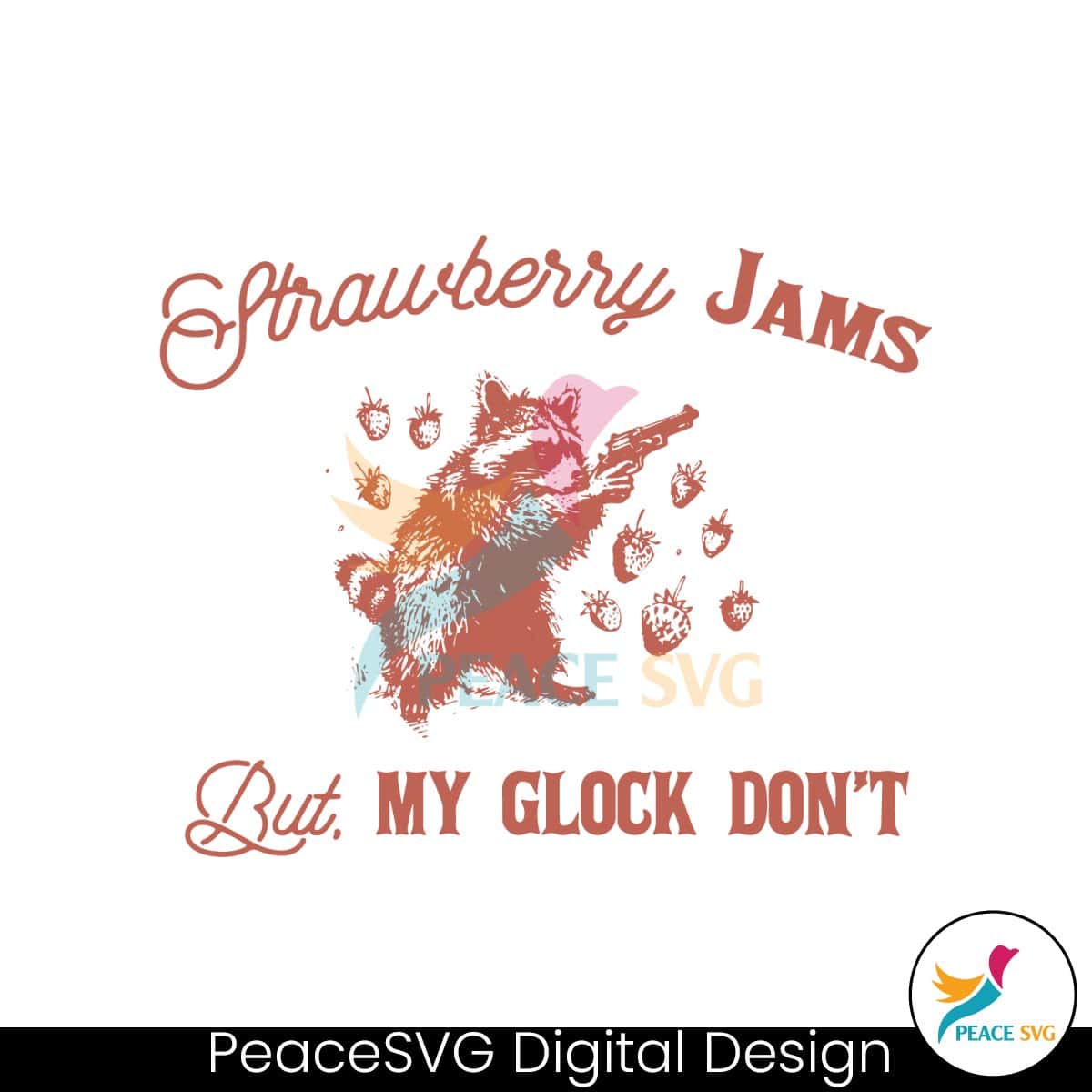 Strawberry Jams But My Glock Dont 90s Raccoon SVG Clipart » PeaceSVG