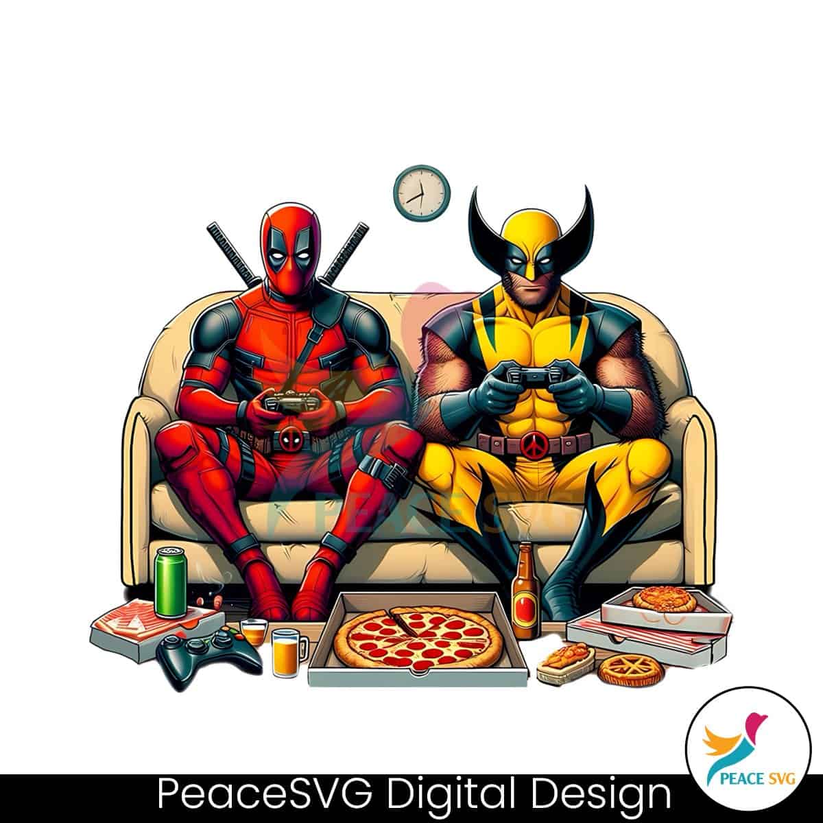 Funny Deadpool And Wolverine Playing Game PNG » PeaceSVG