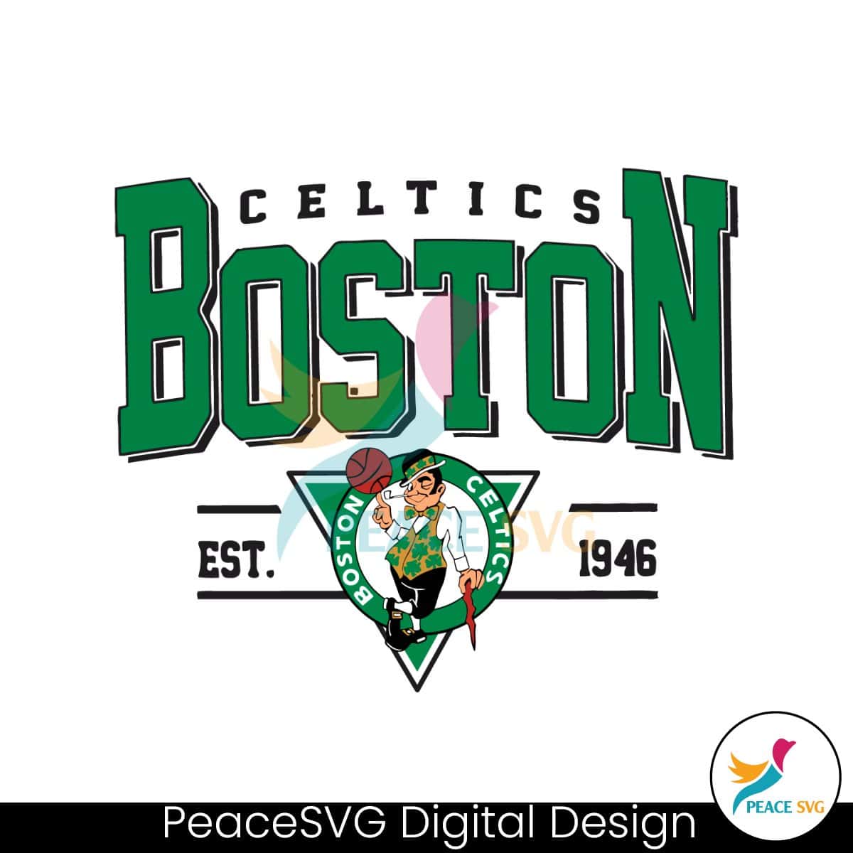 Vinte Boston Celtics Est 1946 Basketball Logo Team SVG Files for Cricut ...