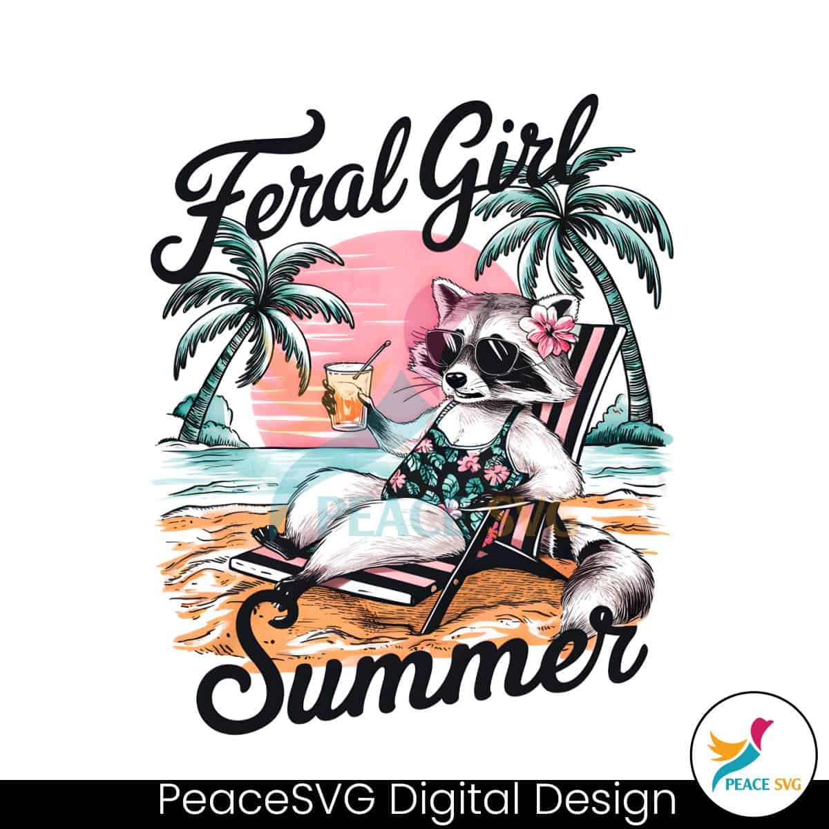 Funny Raccoon Feral Girl Summer PNG » PeaceSVG