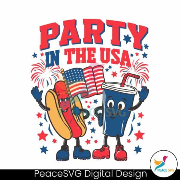 party-in-the-usa-patriotic-hotdog-and-soda-cup-svg