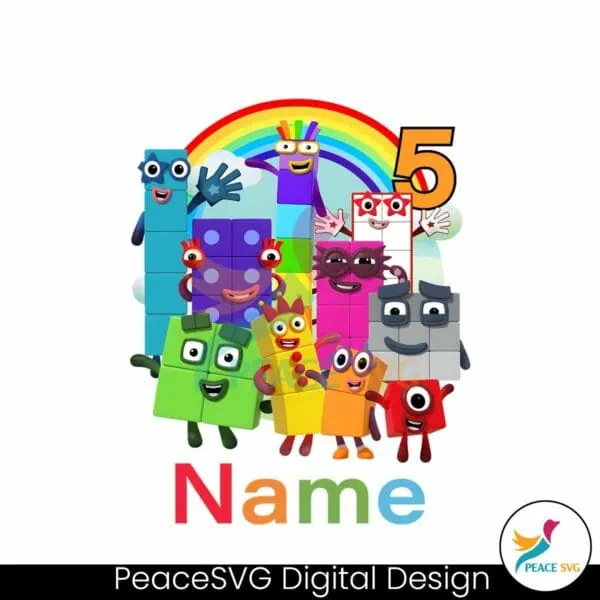 personalized-numberblocks-kids-5th-birthday-png