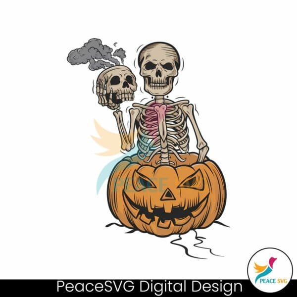 pumpkin-skeleton-holding-skull-svg