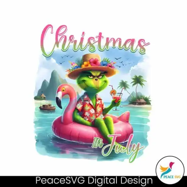 retro-christmas-in-july-grinch-summer-beach-png