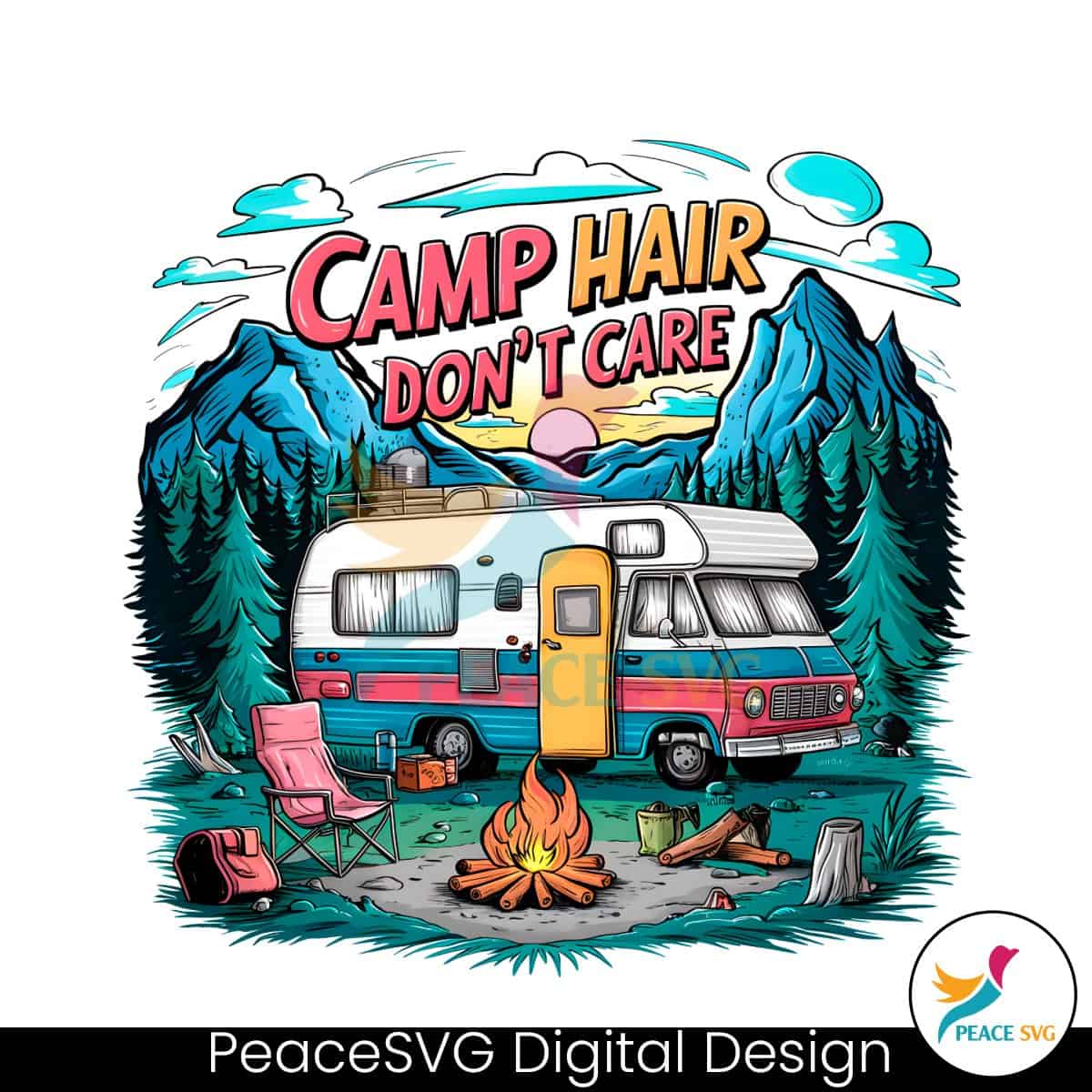 Retro Camp Hair Dont Care Summer Trip PNG » PeaceSVG