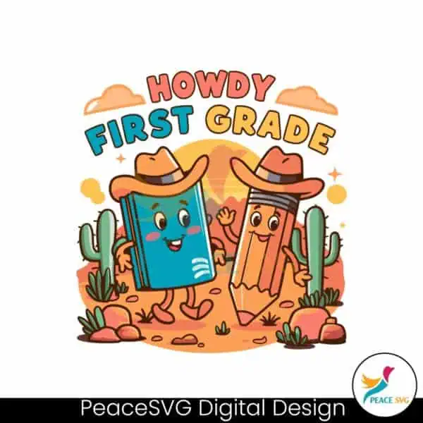 howdy-first-grade-cowboy-book-pencil-svg