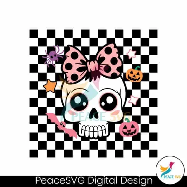 halloween-coquette-cute-skull-checkered-svg