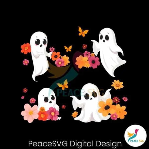 retro-floral-cute-halloween-ghosts-png