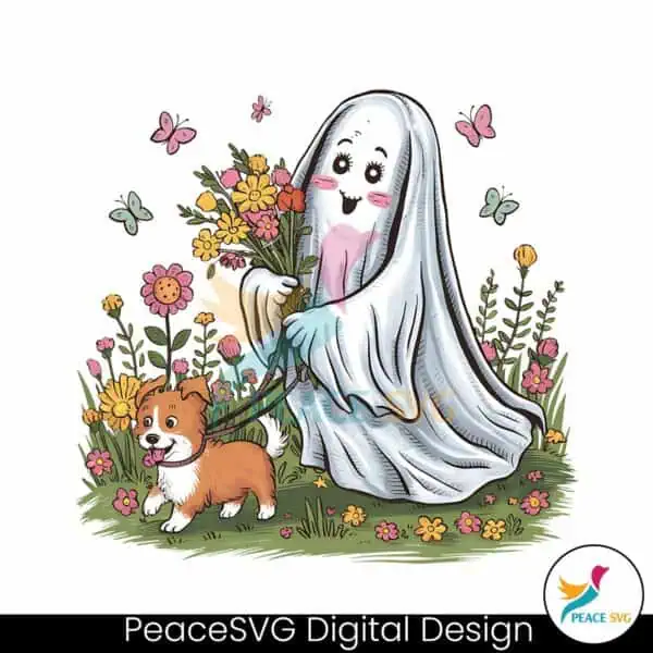 cute-dog-mom-floral-ghost-dog-png