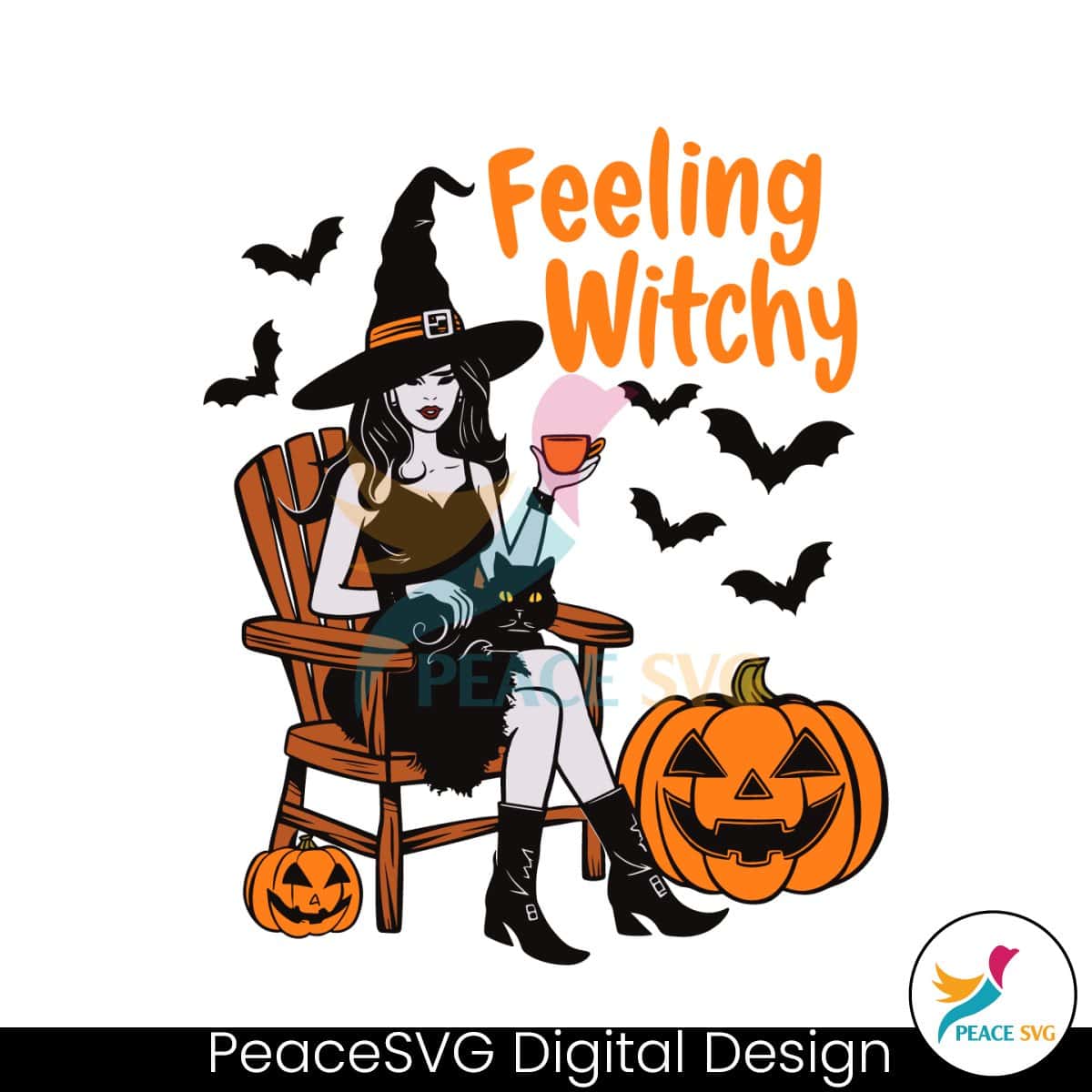 Vintage Feeling Witchy Black Cat SVG » PeaceSVG