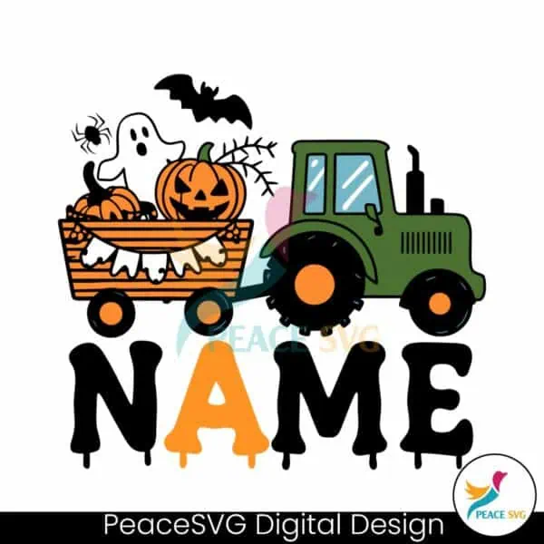 green-tractor-halloween-custom-name-svg