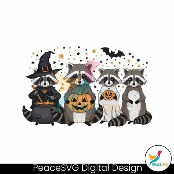 retro-raccoon-halloween-cute-spooky-season-png