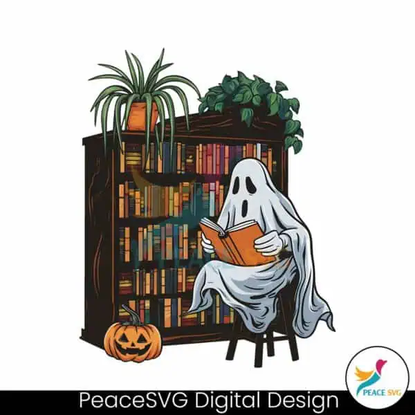 bookish-ghost-spooky-library-book-lover-reading-png