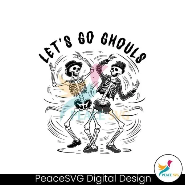 western-halloween-lets-go-ghouls-dancing-skeleton-svg