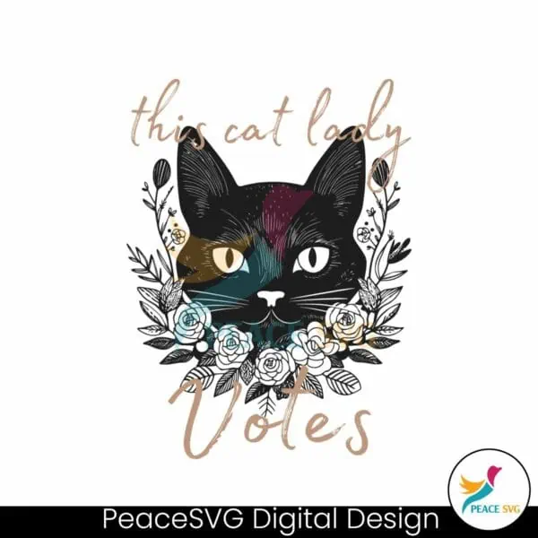 this-cat-lady-votes-floral-black-cat-svg