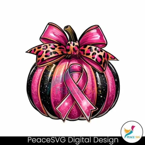 leopard-ribbon-bow-pumpkin-breast-cancer-png