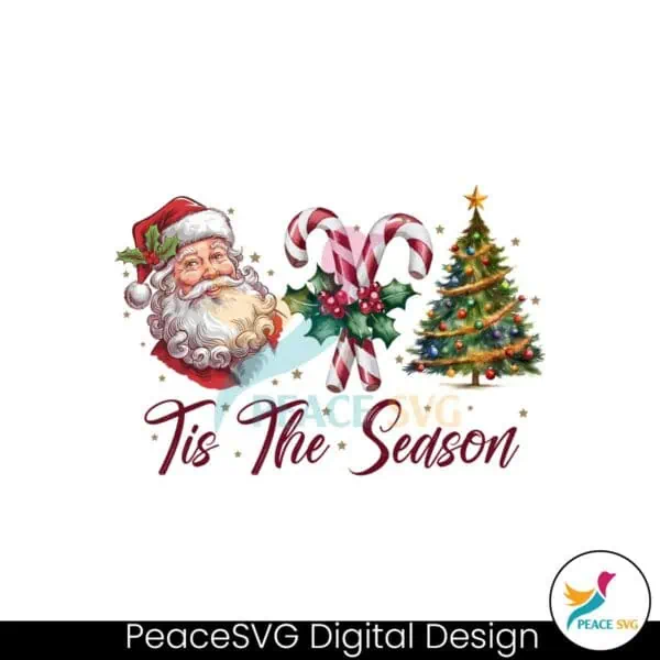 retro-christmas-png-tis-the-season-design-santa-claus-watercolor-merry-christmas-sublimation