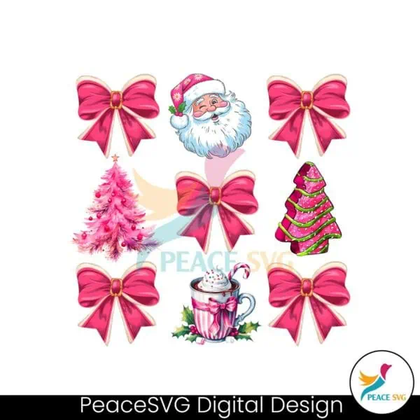 pink-coquette-christmas-santa-claus-tree-cake-hot-cocoa-png