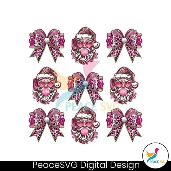 glitter-leopard-pink-christmas-coquette-santa-claus-blowing-bubble-png