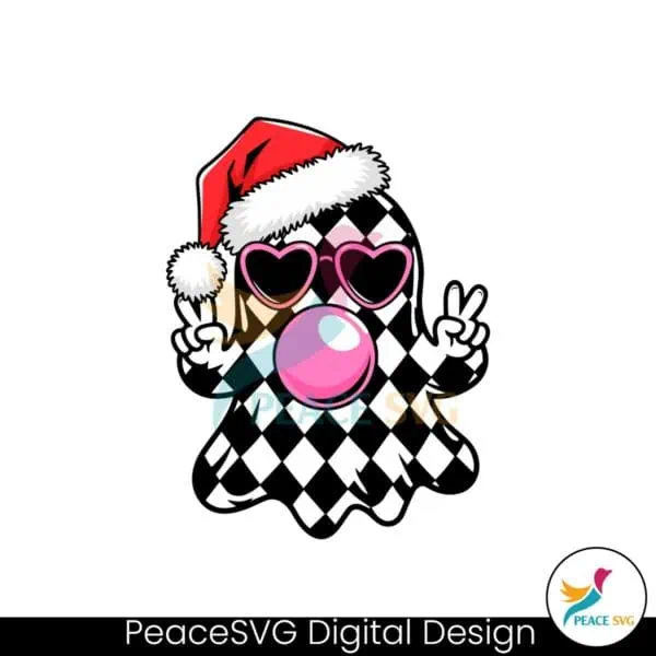 retro-christmas-cute-spooky-blowing-bubbles-santa-hat-svg