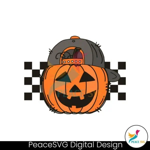 checkered-pumpkin-cap-halloween-svg